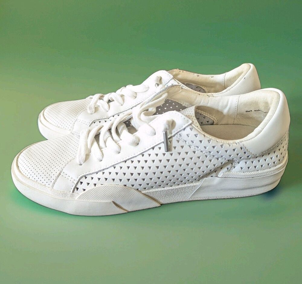 Dolce Vita Zina Women's 360 White Perforated Leather Sneakers Sz 9 Minimalist